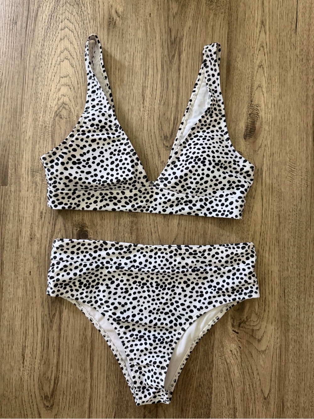 SHEIN Black & White Dalmatian Dot Bikini Set